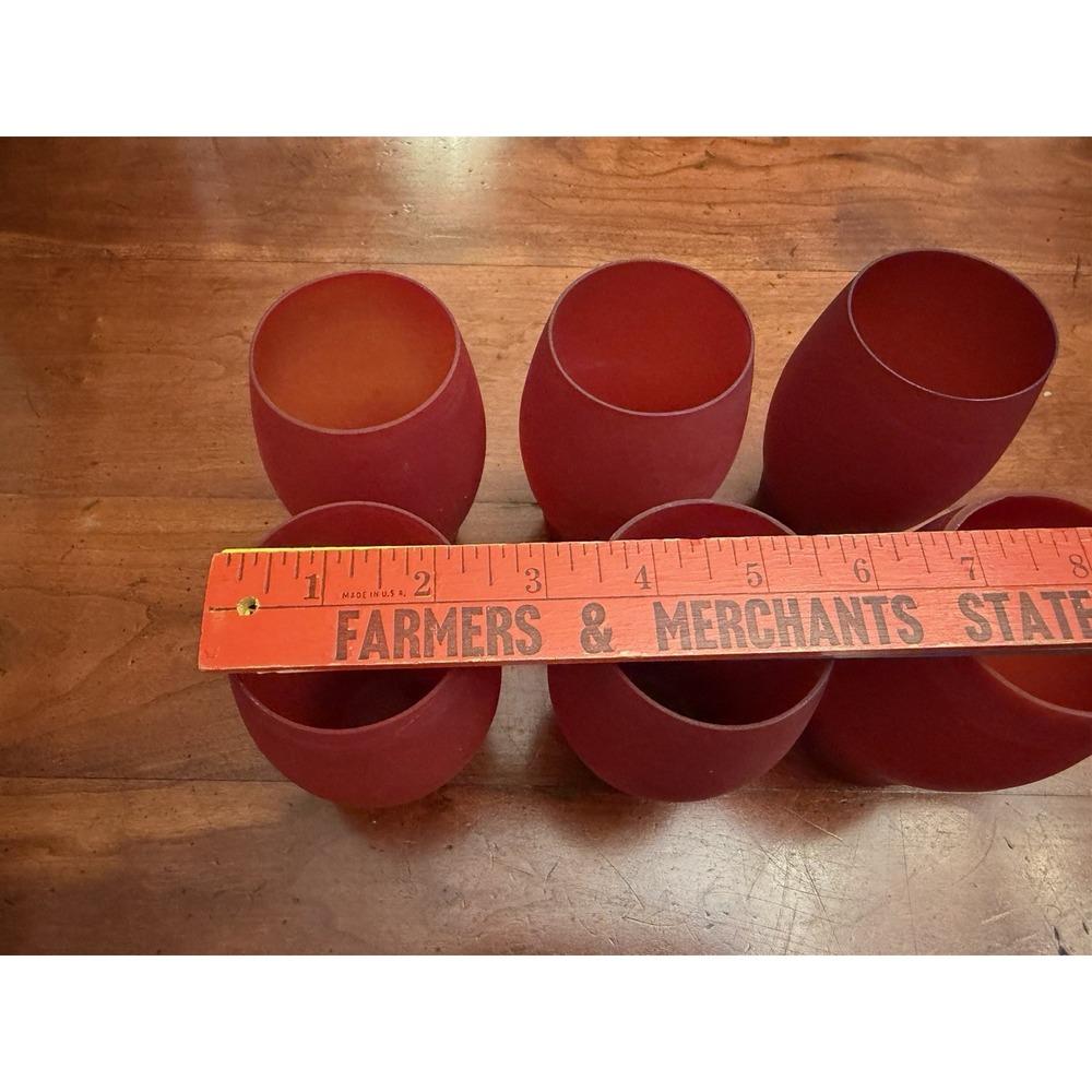 Vintage Deep Red Satin Glass Stemless Tumblers | Frosted Matte Finish | Set of 6 - Picture 4 of 4
